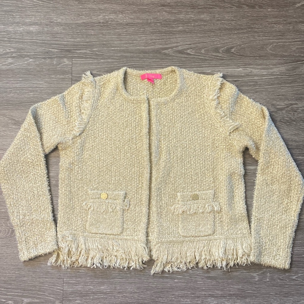 Lilly Pulitzer Cream Fringe Cardigan